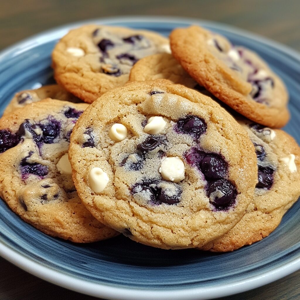 Blueberry White Chocolate Chip Cookies 🤍 | Soft, Chewy \u0026 Bakery-Worthy served fresh in natural light.